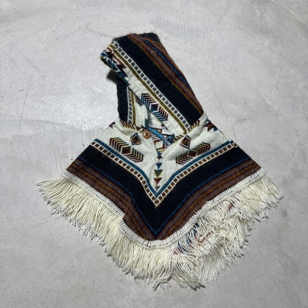 Andes Artesania Kids Size 0 Poncho Colorful Ecuador Aztec Baby Youth